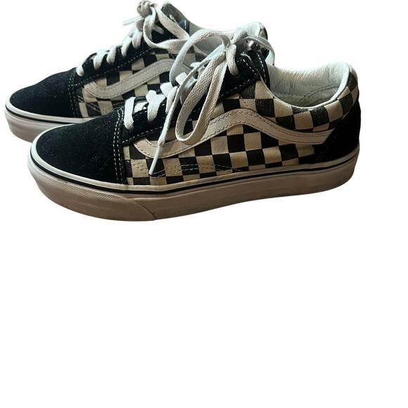 Black White Checkered Low Top Vans Size 6 Men’s Size 7.5 Women - Picture 5 of 11